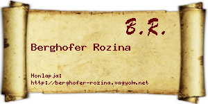Berghofer Rozina névjegykártya
